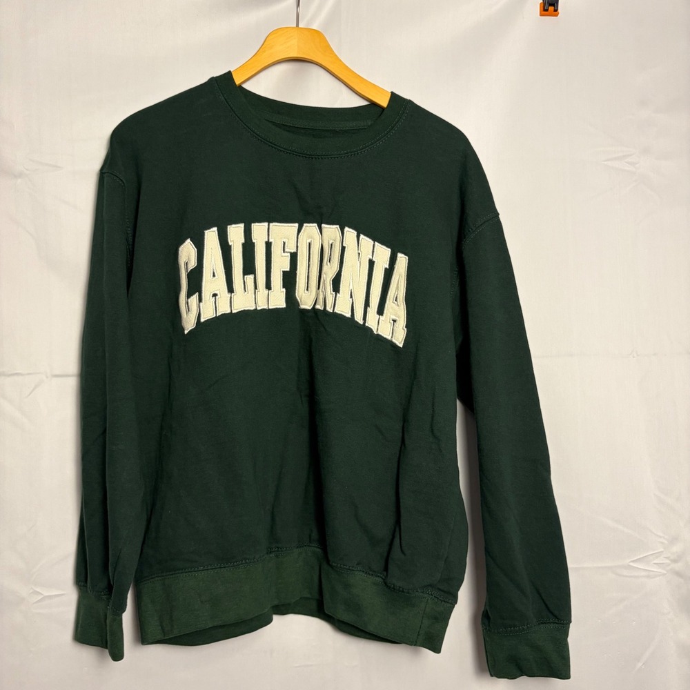 New York Popular California Sweatshirt Green Graphic Crewneck Large